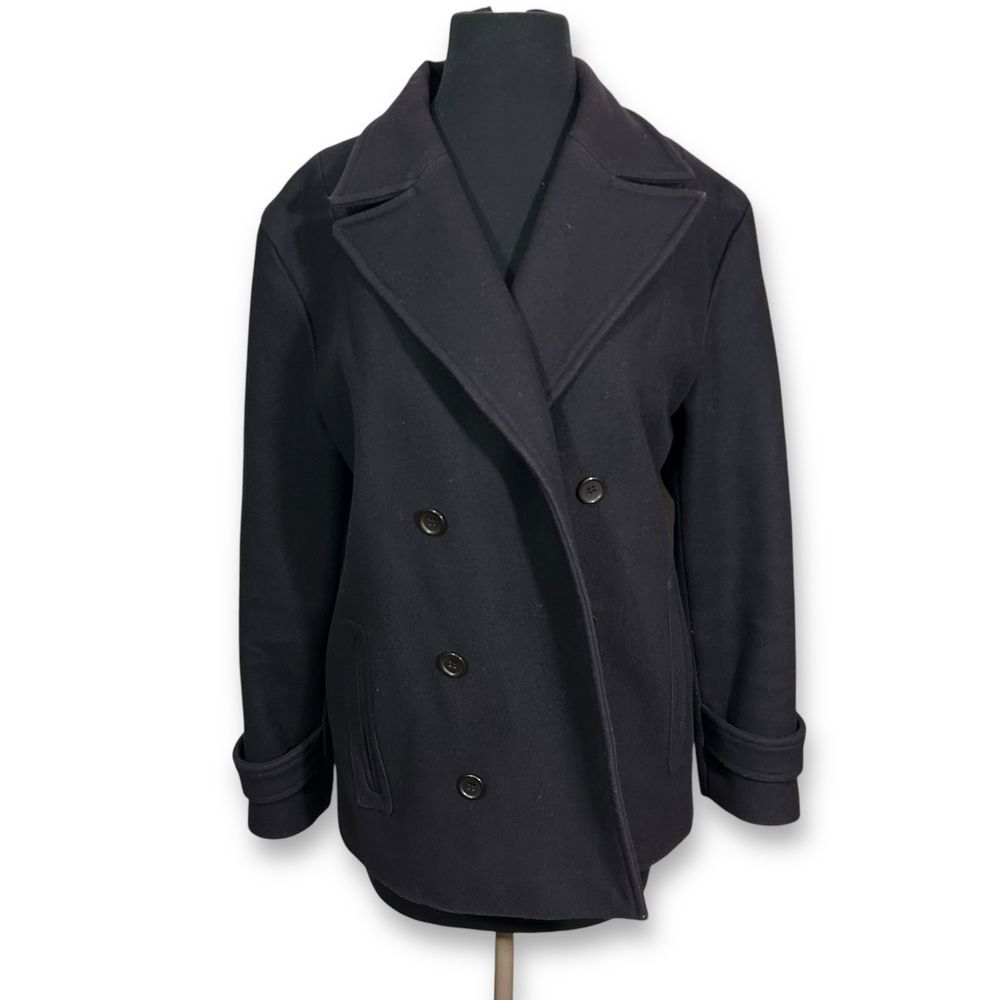 Le Mont St Michel Wool Double-Breasted Peacoat Winter Jacket Dad Coat Womens XS